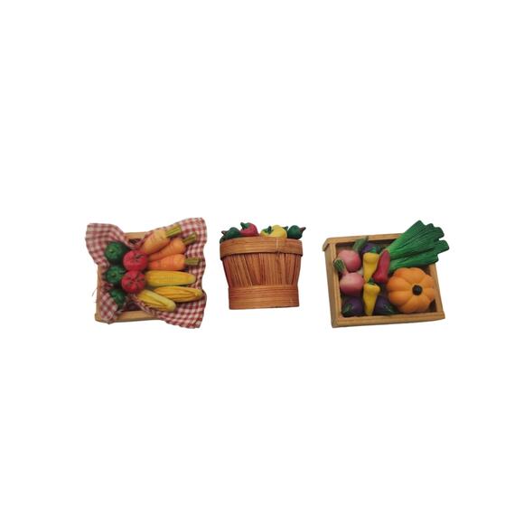 Country Farm Vegetable Refrigerator Magnet Set Basket Crate Corn Pumpkin Peppers - Picture 1 of 7